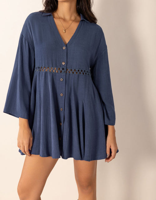 Load image into Gallery viewer, Cutout Johnny Collar Long Sleeve Mini Dress
