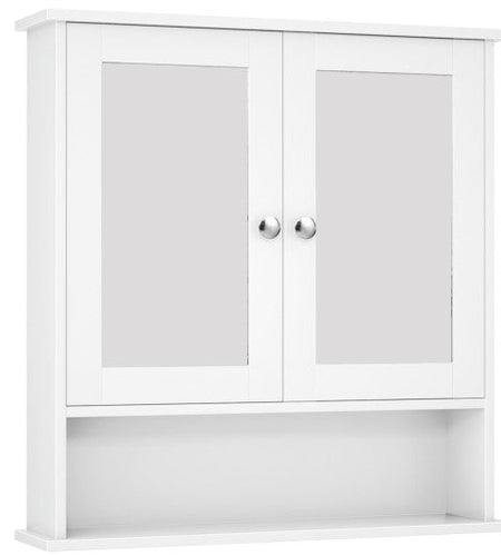 Bathroom Wall Mount Mirror Cabinet Organizer-White