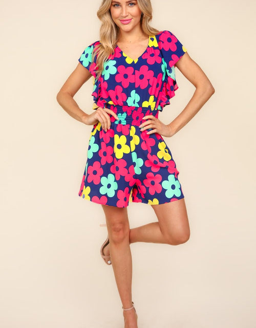 Load image into Gallery viewer, Haptics Floral Smocked Waist Romper with Side Pockets
