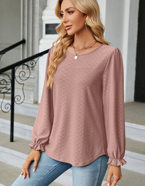 Load image into Gallery viewer, Round Neck Flounce Sleeve Blouse
