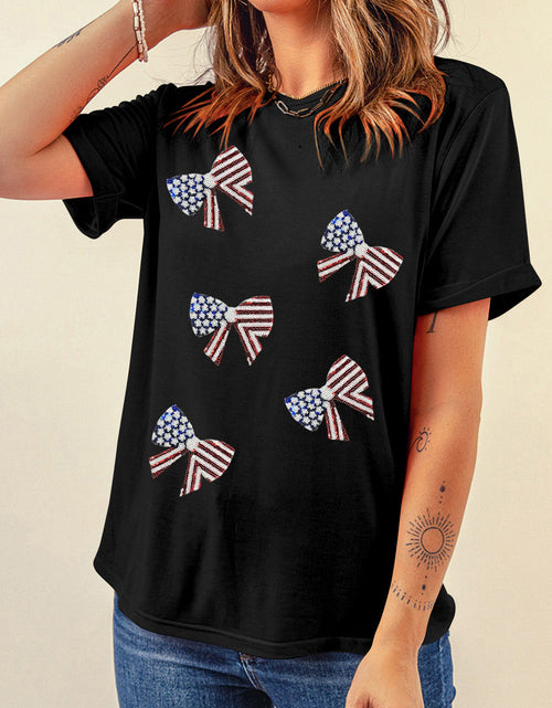 Load image into Gallery viewer, US Flag Round Neck Short Sleeve T-Shirt
