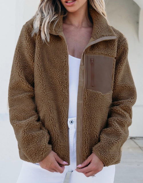 Load image into Gallery viewer, Zip Up Long Sleeve Plush Jacket
