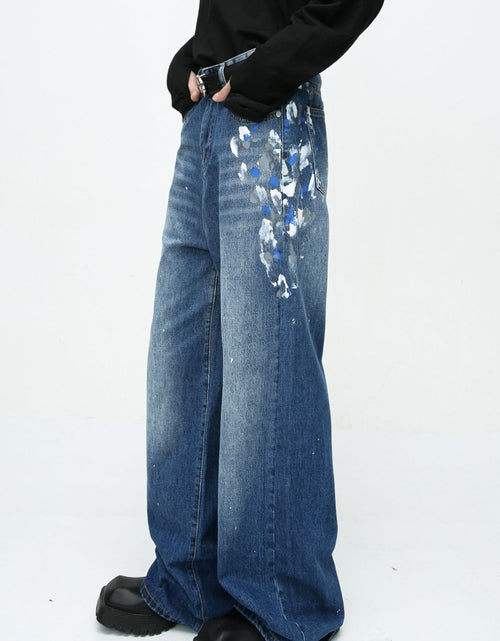 Load image into Gallery viewer, Watercolor Wide Leg Jeans with Pockets
