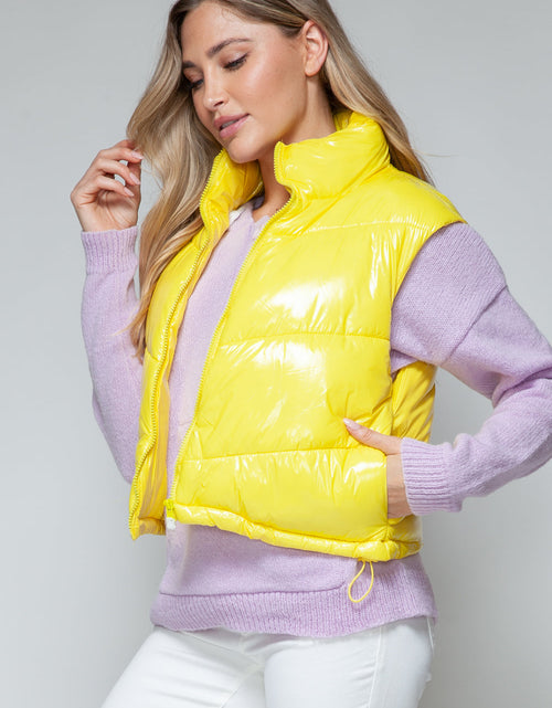 Load image into Gallery viewer, Snobbish Zip Up Turtleneck Shiny Quilted Vest
