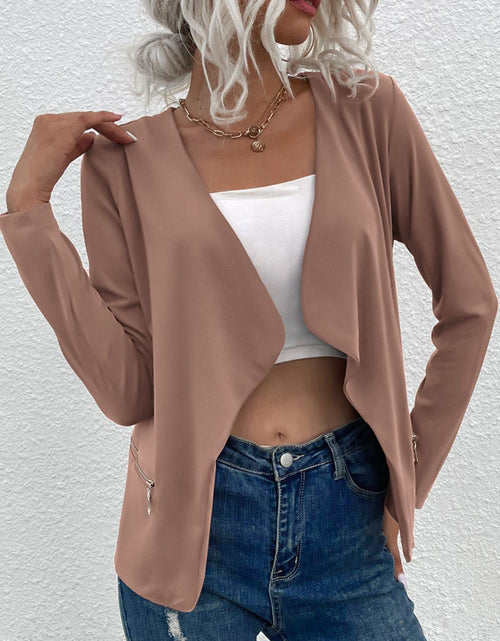 Load image into Gallery viewer, Open Front Zipper Pocket Cardigan
