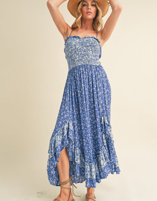 Load image into Gallery viewer, Aemi + Co Ditsy Floral Ruffled Hem Maxi Cami Dress
