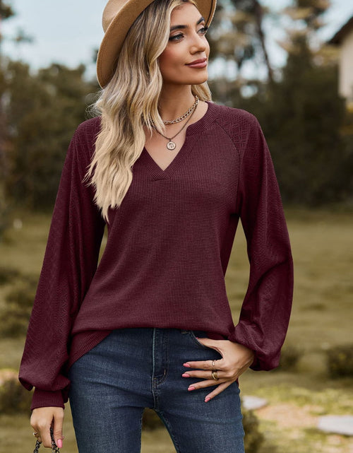 Load image into Gallery viewer, Notched Neck Raglan Sleeve Blouse
