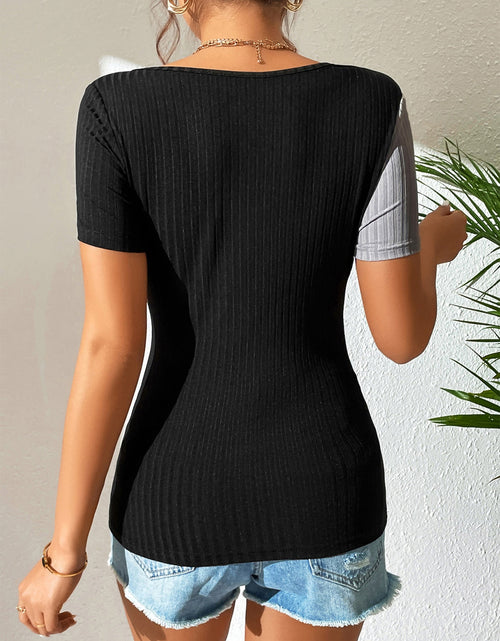 Load image into Gallery viewer, Ivy Lane Contrast Cutout Short Sleeve T-Shirt
