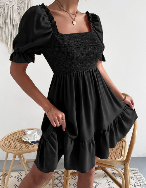 Load image into Gallery viewer, Smocked Square Neck Short Sleeve Dress
