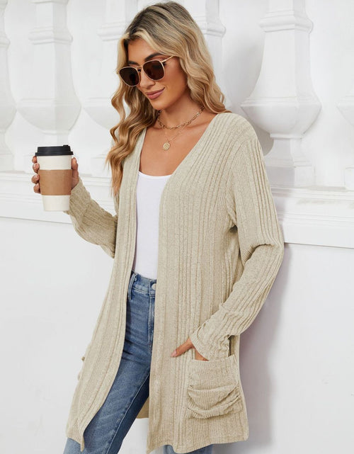 Load image into Gallery viewer, Pocketed Open Front Long Sleeve Cardigan
