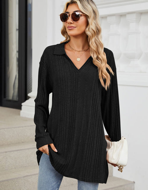 Load image into Gallery viewer, Slit Johnny Collar Long Sleeve T-Shirt
