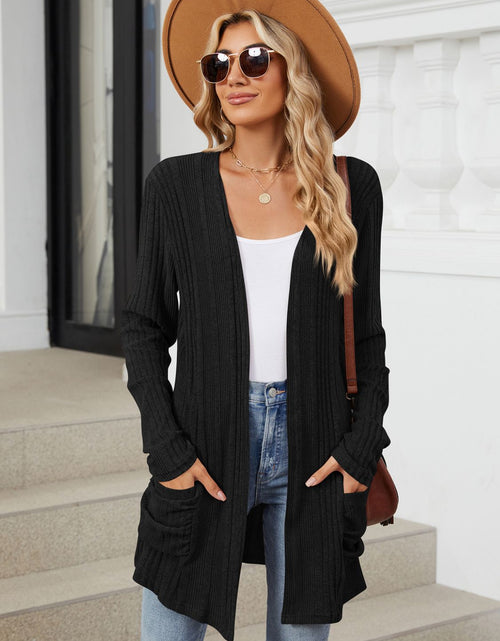 Load image into Gallery viewer, Pocketed Open Front Long Sleeve Cardigan
