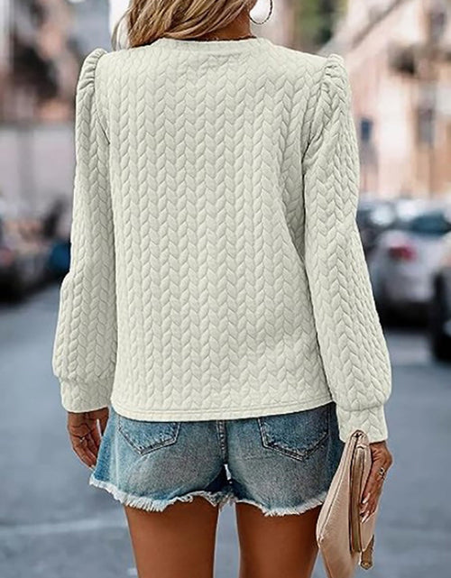Load image into Gallery viewer, Textured Round Neck Long Sleeve Sweatshirt
