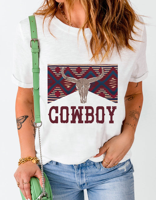 Load image into Gallery viewer, Graphic Round Neck Short Sleeve T-Shirt

