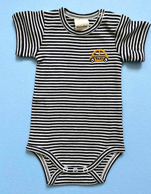 Load image into Gallery viewer, Taxi Embroidery Organic Cotton Baby Bodysuit by Estella
