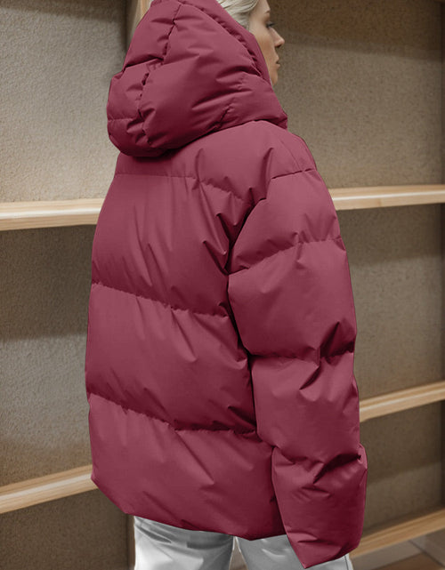 Load image into Gallery viewer, Pocketed Zip Up Hooded Puffer Jacket
