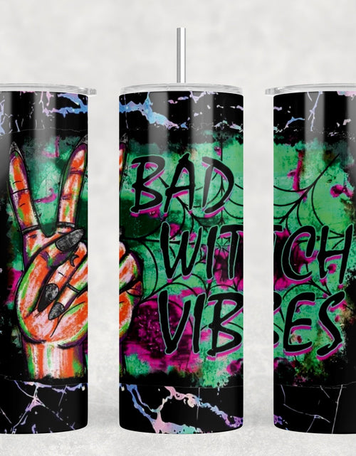 Load image into Gallery viewer, Bad Witch Vibes - 20 oz Steel Skinny Tumbler - Optional Blue Tooth Speaker - Speaker Color will Vary by Rowdy Ridge Co
