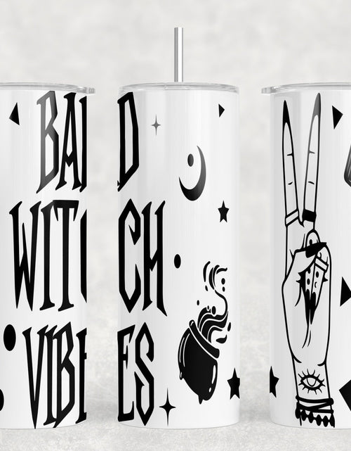 Load image into Gallery viewer, Bad Witch Vibes - 20 oz Steel Skinny Tumbler - Optional Blue Tooth Speaker - Speaker Color will Vary by Rowdy Ridge Co
