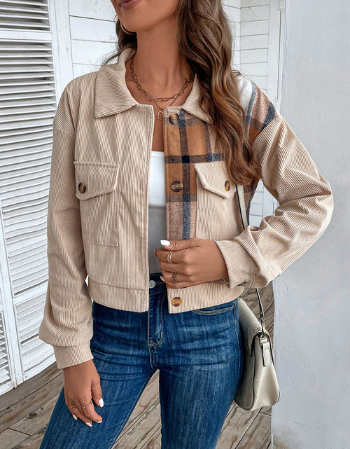 Load image into Gallery viewer, Perfee Color Block Collared Neck Button-Up Jacket
