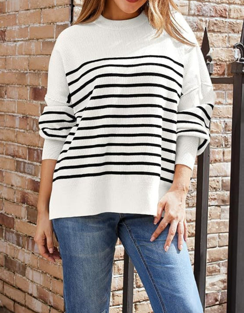 Load image into Gallery viewer, Striped Round Neck Long Sleeve Sweatshirt
