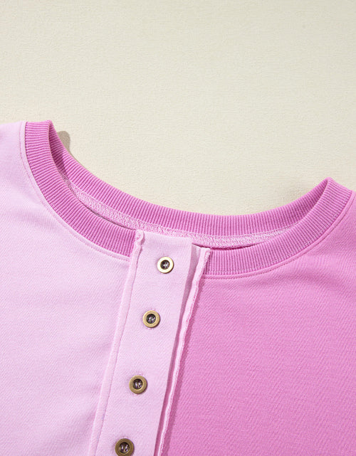 Load image into Gallery viewer, Color Block Half Button Long Sleeve Sweatshirt
