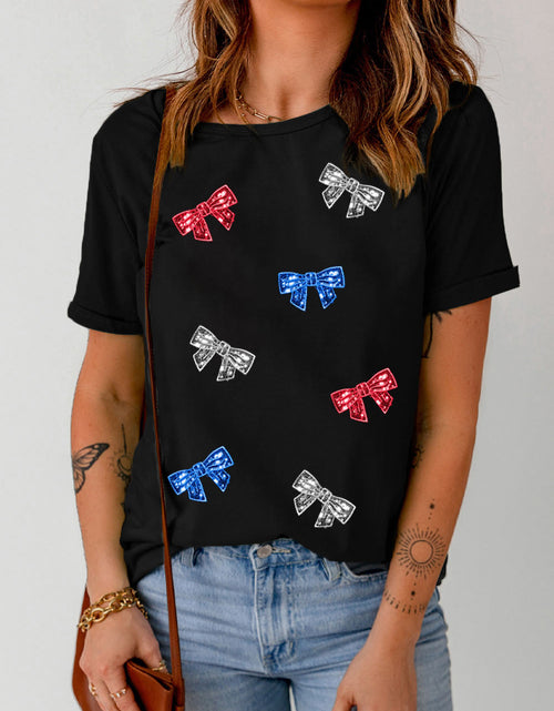 Load image into Gallery viewer, Bow Round Neck Short Sleeve T-Shirt
