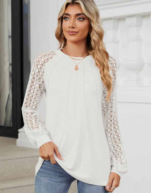 Load image into Gallery viewer, Round Neck Lace Long Sleeve Top
