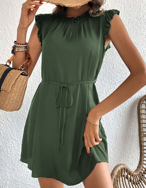 Load image into Gallery viewer, Perfee Ruffled Tie-Waist Keyhole Dress
