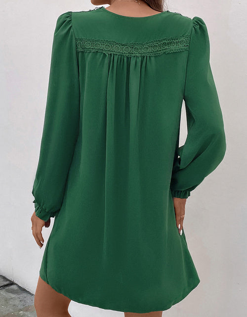Load image into Gallery viewer, Perfee Ruched V-Neck Flounce Sleeve Dress
