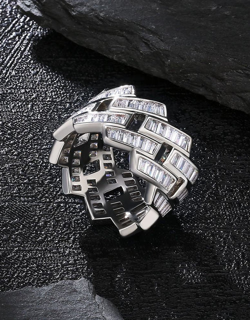 Load image into Gallery viewer, Baguette Cut Iced Out CZ Diamond Ring in White Gold by Bling Proud | Urban Jewelry Online Store
