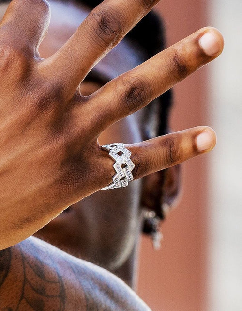 Load image into Gallery viewer, Baguette Cut Iced Out CZ Diamond Ring in White Gold by Bling Proud | Urban Jewelry Online Store
