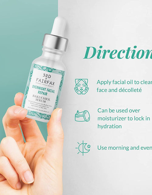 Load image into Gallery viewer, Bakuchiol Overnight Facial Repair Serum by 3rd + Fairfax Beauty, 2oz by  Los Angeles Brands
