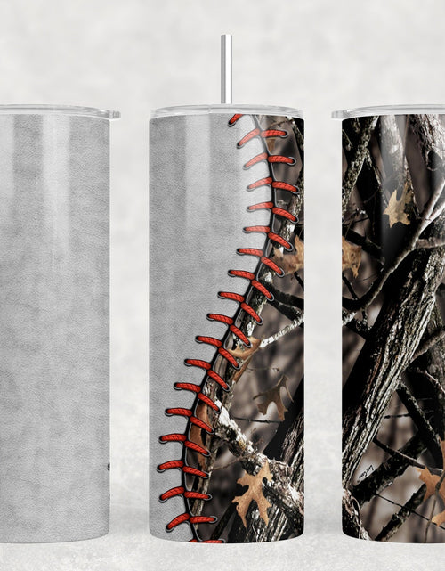 Load image into Gallery viewer, Baseball Camo|Skinny Tumbler|Optional Bluetooth Speaker| Speaker Color Varies by Rowdy Ridge Co
