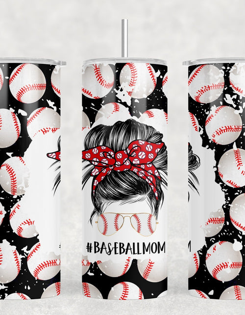 Load image into Gallery viewer, Baseball Mom|Skinny Tumbler|Optional Bluetooth Speaker| Speaker Color Varies by Rowdy Ridge Co
