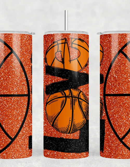 Load image into Gallery viewer, Basketball Love - 20 oz Steel Skinny Tumbler - Optional Blue Tooth Speaker - Speaker Color will Vary by Rowdy Ridge Co

