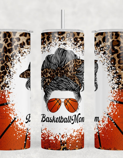 Load image into Gallery viewer, Basketball Mom Leopard Print - 20 oz Steel Skinny Tumbler - Optional Blue Tooth Speaker - Speaker Color will Vary by Rowdy Ridge Co
