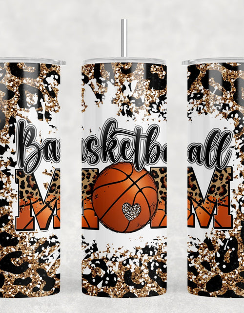 Load image into Gallery viewer, Basketball Mom Leopard Print - 20 oz Steel Skinny Tumbler - Optional Blue Tooth Speaker - Speaker Color will Vary by Rowdy Ridge Co
