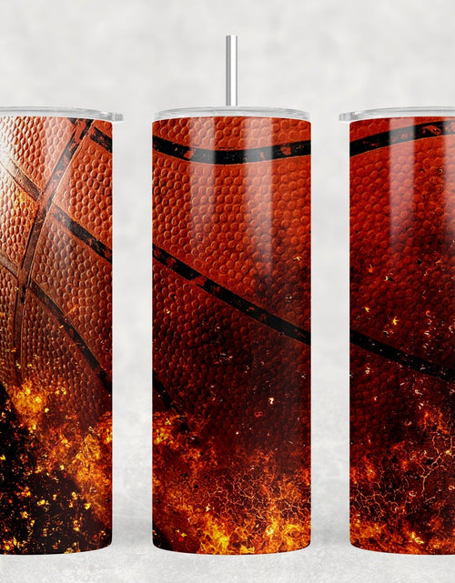 Load image into Gallery viewer, Basketball|Skinny Tumbler|Optional Bluetooth Speaker| Speaker Color Varies by Rowdy Ridge Co
