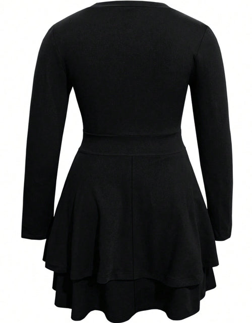 Load image into Gallery viewer, Plus Size Layered V-Neck Long Sleeve Mini Dress
