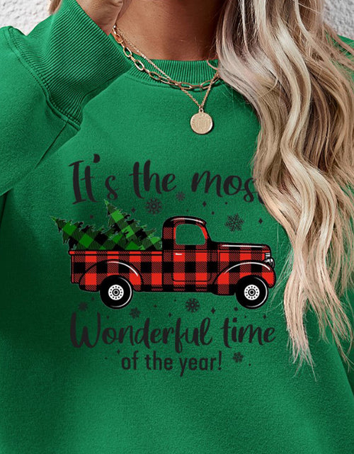 Load image into Gallery viewer, Graphic Round Neck Long Sleeve Sweatshirt
