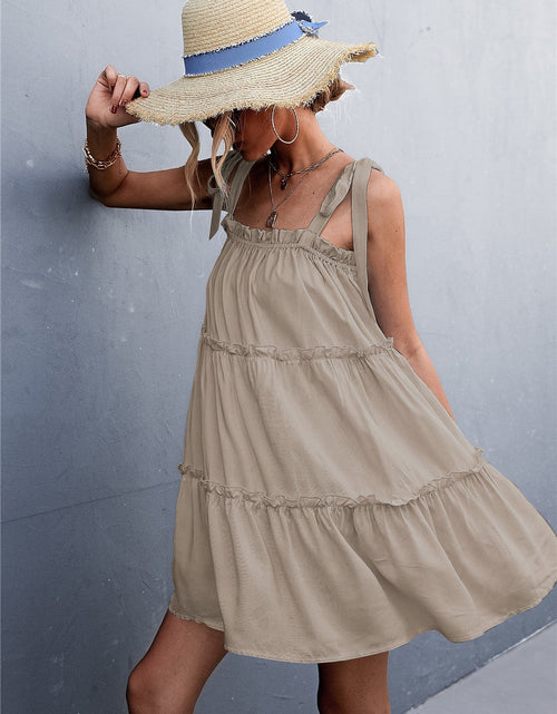 Load image into Gallery viewer, Frill Tiered Tie Shoulder Mini Cami Dress
