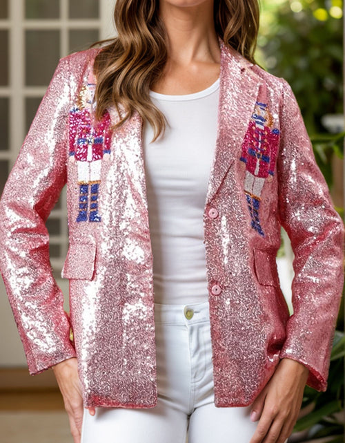 Load image into Gallery viewer, Sequin Nutcracker Long Sleeve Blazer
