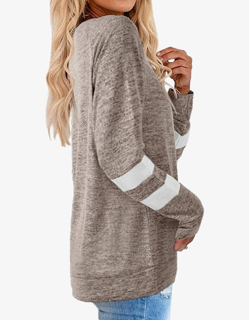 Load image into Gallery viewer, Striped Contrast Raglan Sleeve Top
