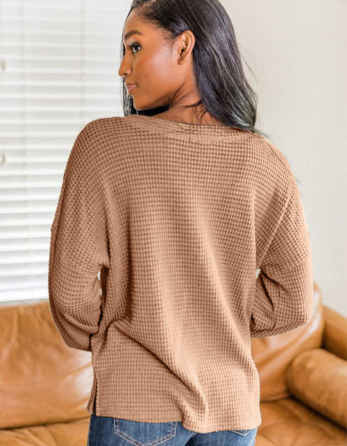 Load image into Gallery viewer, Slit Waffle Knit Long Sleeve T-Shirt
