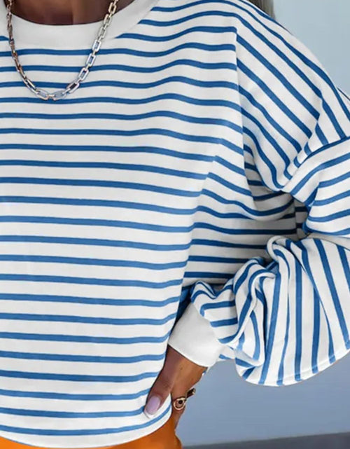 Load image into Gallery viewer, Striped Dropped Shoulder Long Sleeve Sweatshirt
