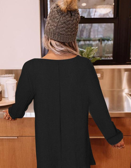 Load image into Gallery viewer, Buttoned Boat Neck Long Sleeve Blouse
