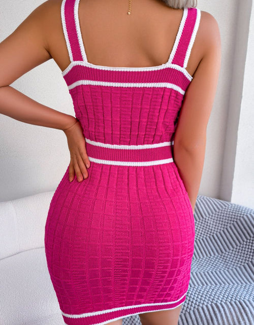 Load image into Gallery viewer, Contrast Trim Decorative Button Sleeveless Knit Dress
