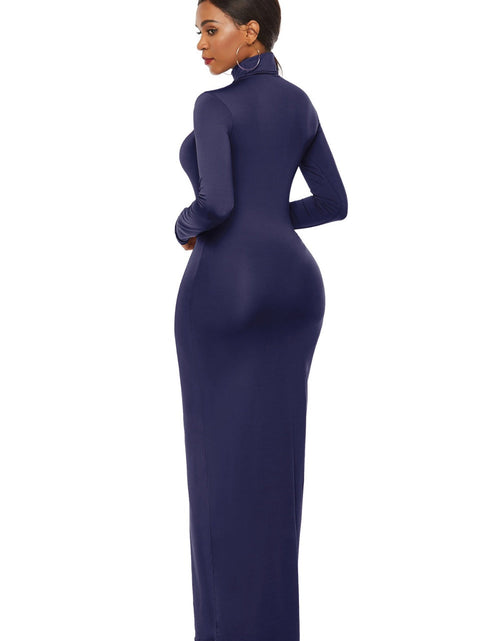 Load image into Gallery viewer, Mock Neck Long Sleeve Maxi Slim Dress
