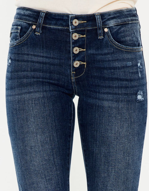 Load image into Gallery viewer, Kancan Mid Rise Button Fly Flare Jeans
