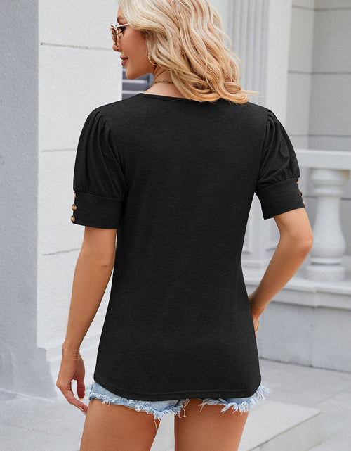 Load image into Gallery viewer, Round Neck Puff Sleeve T-Shirt
